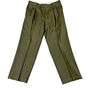 Brooks Brothers 346 Dress Pants Men's 34x30 Brown Pleated 100% Wool Trousers Zip